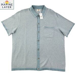 Marine Layer Wyatt Sweater Button Shirt Knit Merino Wool Blend Men's XL NWT
